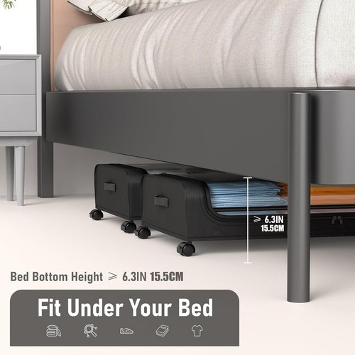 Black Square Under-Bed Storage Rack with Wheels Sturdy Easy to Move for Bedroom AU - Image 7