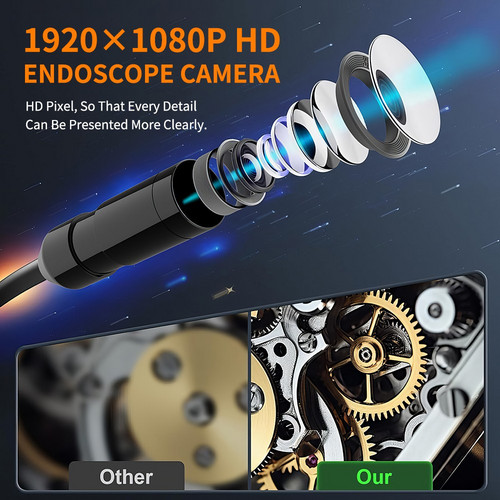 10M 8mm Lens Industrial Endoscope 1080P Digital Borescope Inspection Camera LED Lamp - Image 8