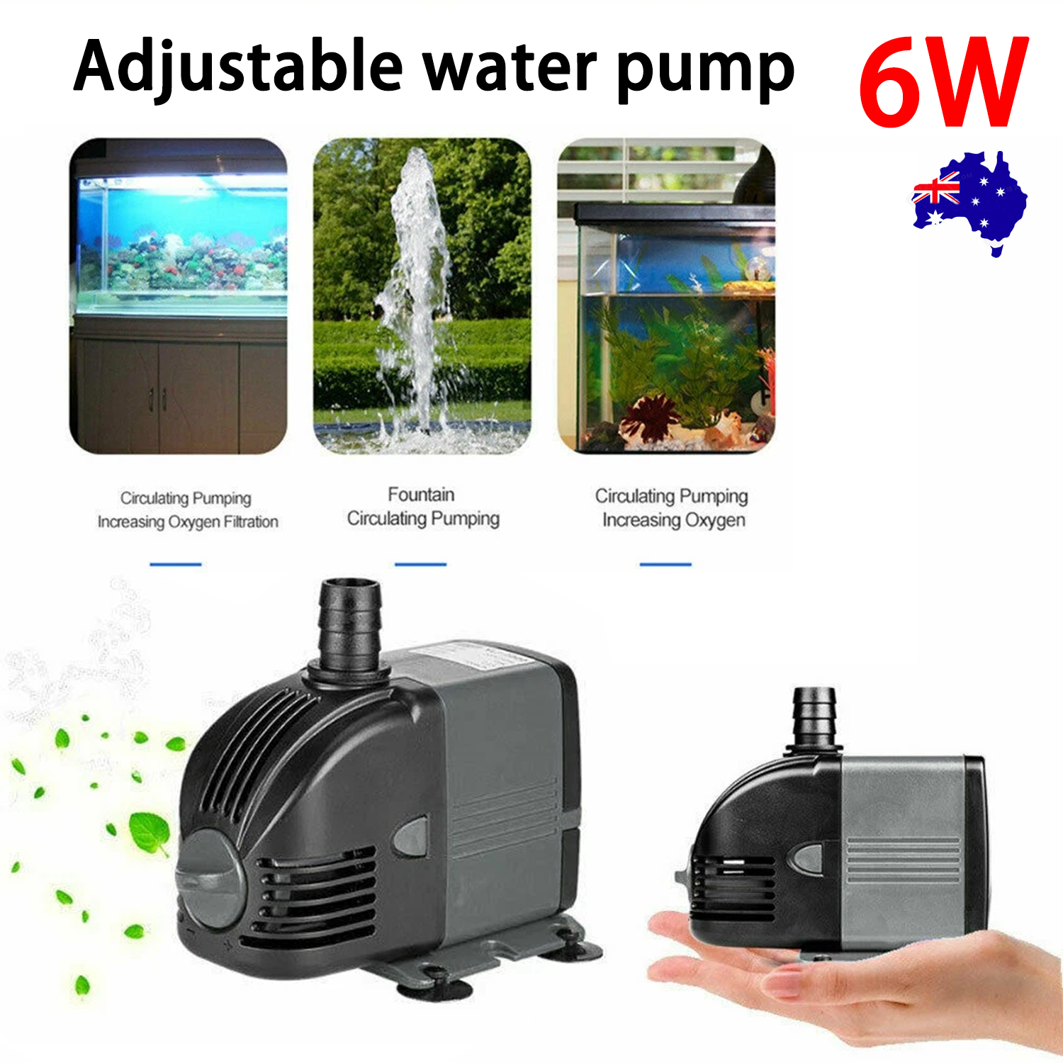 6W Adjustable Flow Aquarium Pump Water Submersible Fish Tank Fountain Pond Marine - Image 1