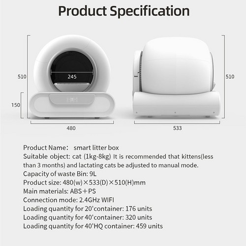 65L Remote Control Automatic Self Cleaning Cat Litter Box Smart App Easy-Clean - Image 7