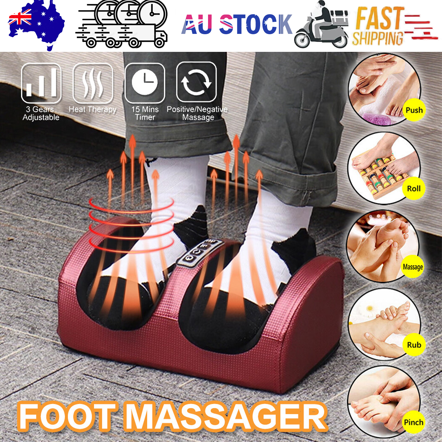 Electric Foot Massager Muscle Pain Relief Leg Calf Massage Kneading Machine AU - Image 1