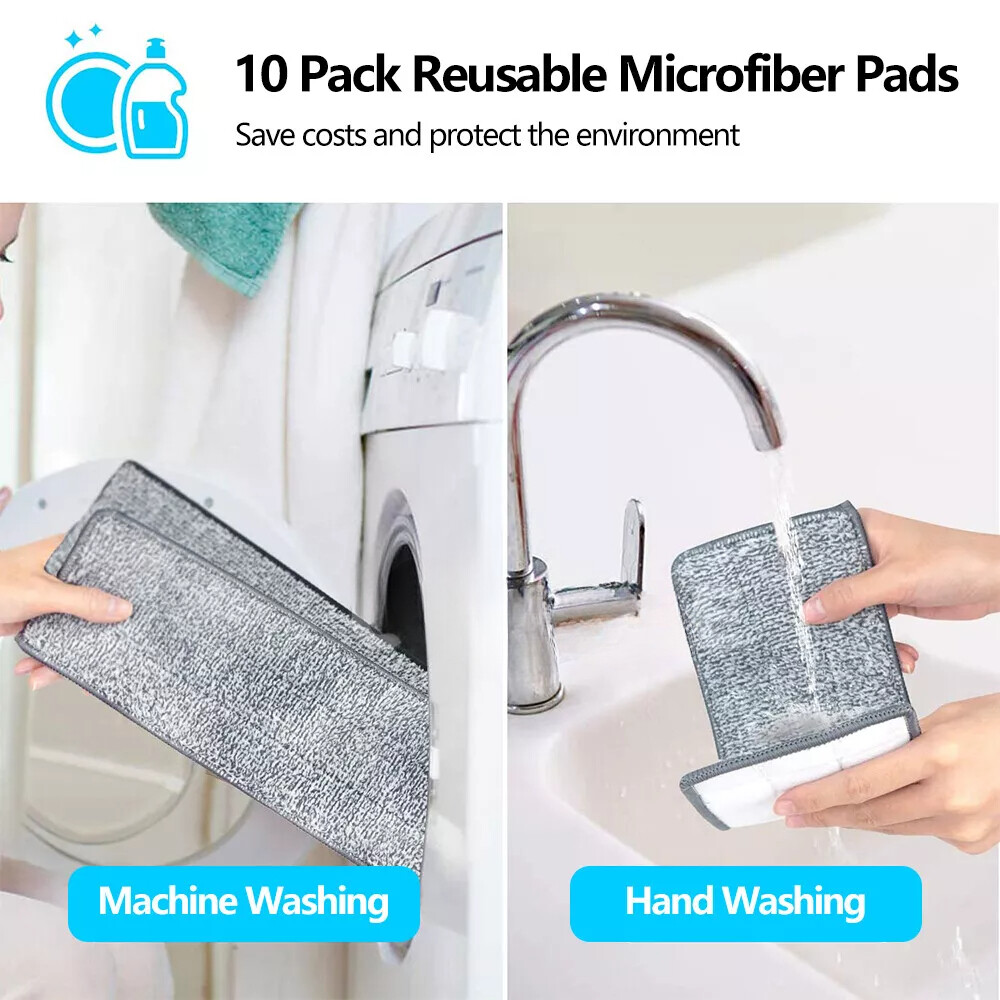 Mop Bucket Wet Dry Rinse Wash 360 Rotating Squeeze Flat Floor Cleaner with Pads - Image 8