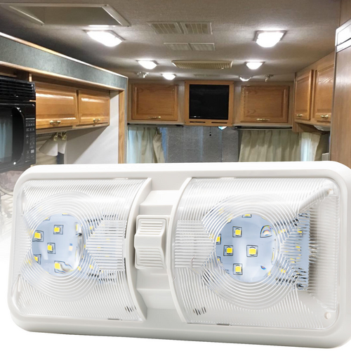 12V RV Interior LED Ceiling Light Boat Camper Caravan Trailer Double Dome Light - Image 7
