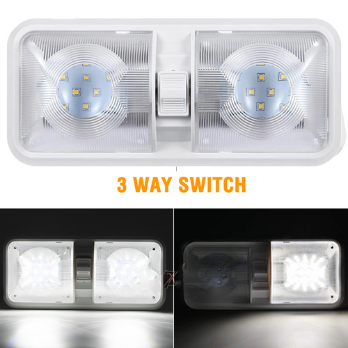 2pcs 12V RV Interior LED Ceiling Light Boat Camper Caravan Trailer Double Dome Light - Image 7