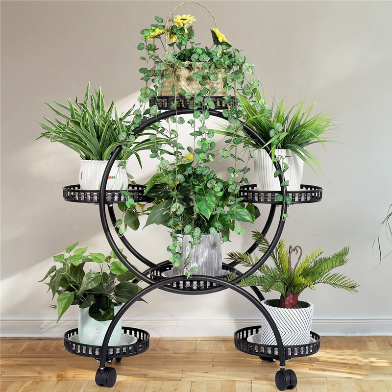 4 Layer 6 Pots Metal Plant Stand Flower Holder Rack Display Holder Shelf Garden - Image 8