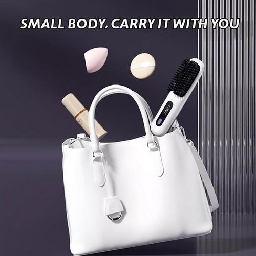 White Hair Straightener Brush Travel Mini Rechargeable Hair Styler Fast Heating - Image 7