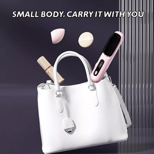 Pink Hair Straightener Brush Travel Mini Rechargeable Hair Styler Fast Heating - Image 4