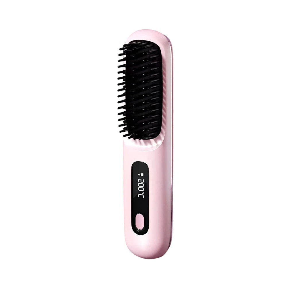 Pink Hair Straightener Brush Travel Mini Rechargeable Hair Styler Fast Heating - Image 7