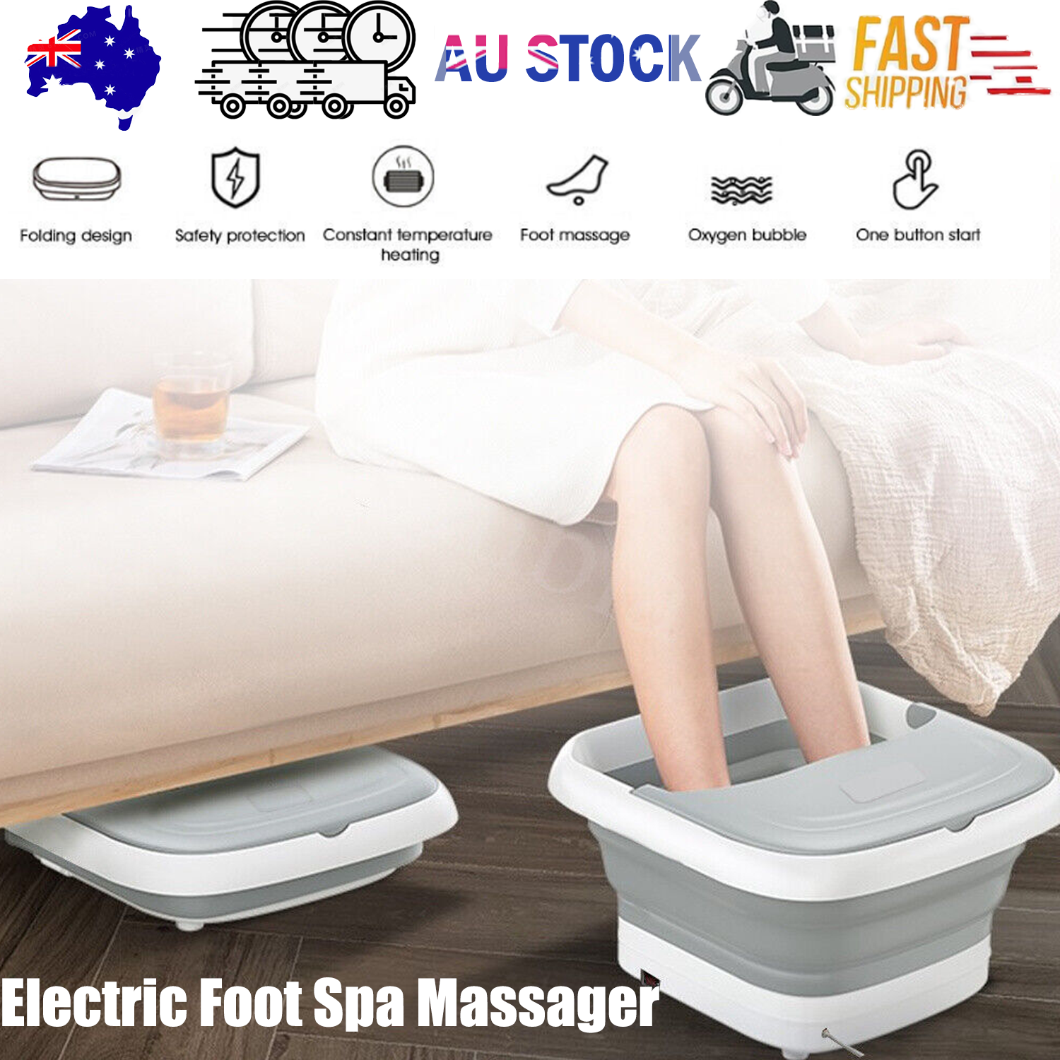 Electric Foot Spa Massager Footbath Pedicure Heat Soak Home Bath Tub Massage - Image 1
