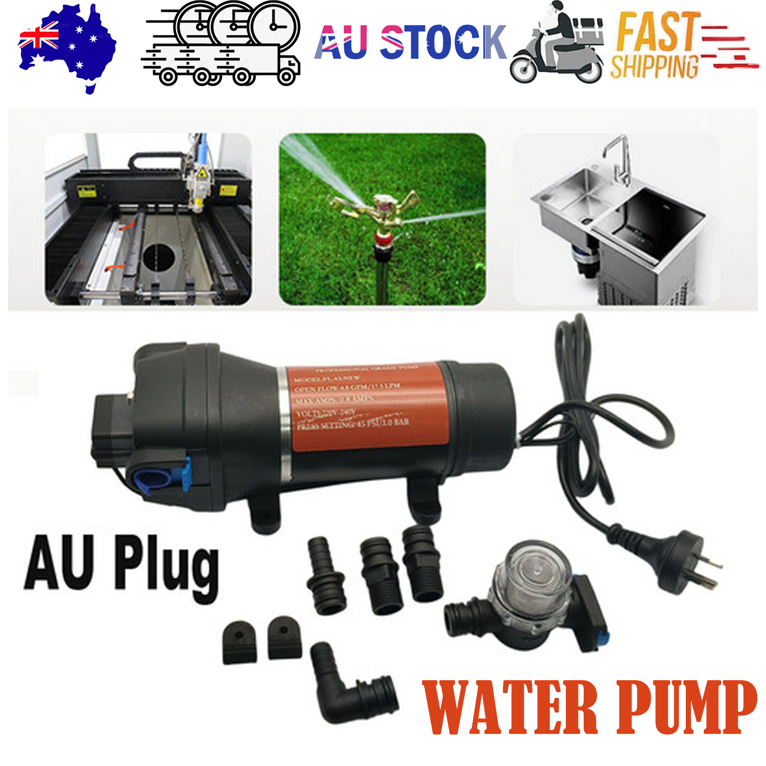 High Pressure Water Pump 45PSI for Camping Caravan Garden Caravan Boat Marine - Image 1