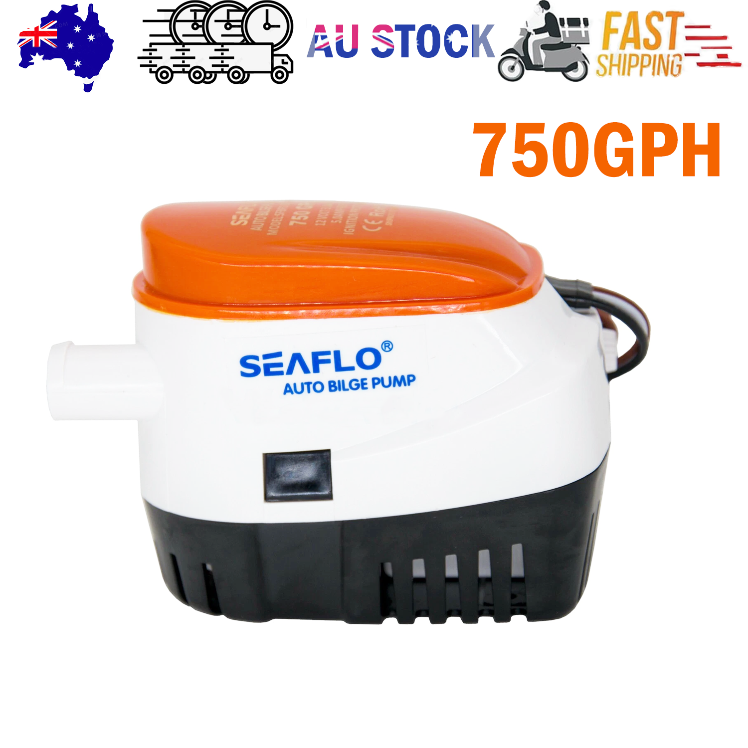 SEAFLO 12V 750GPH Automatic Bilge Pump Marine Boat Auto Submersible Pump - Image 1