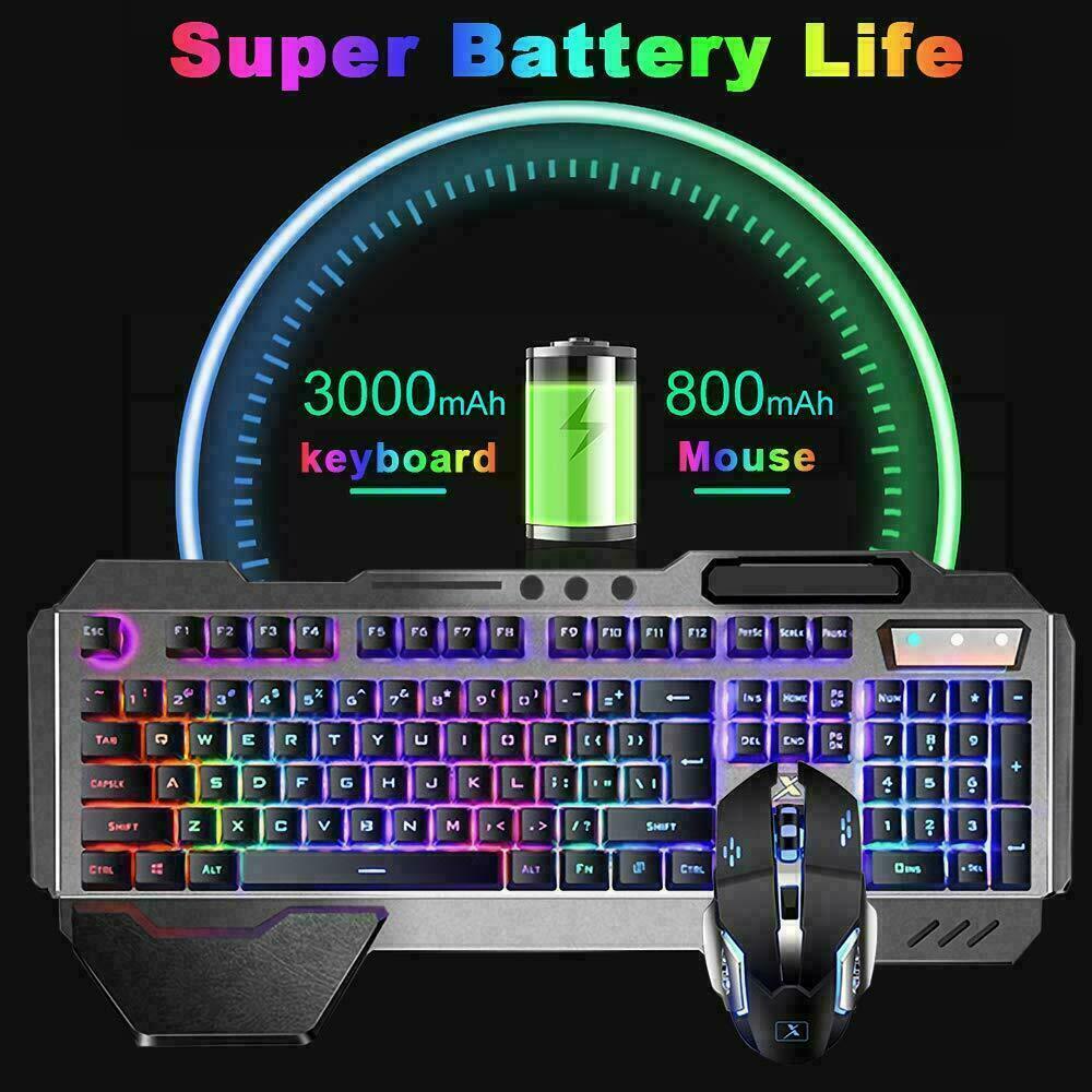 104 Keys Wireless Gaming Keyboard Mouse Set+Mouse Pad, RGB LED Backlit PC/Laptop Black-RGB - Image 4