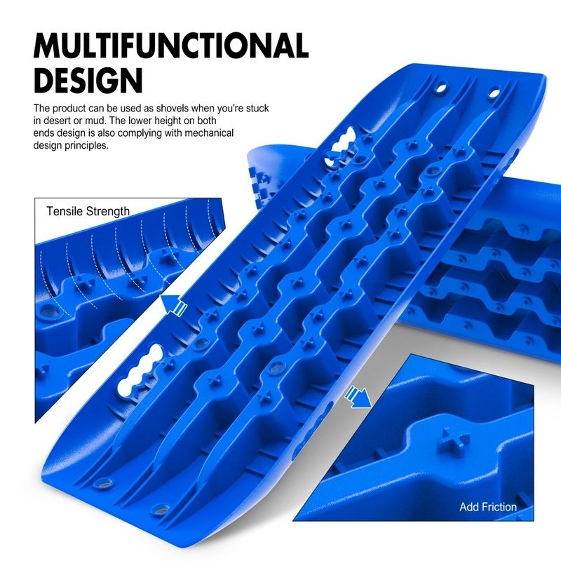 X-BULL KIT1 Recovery track Board Traction Sand trucks strap mounting 4x4 Sand Snow Car BLUE - Image 5