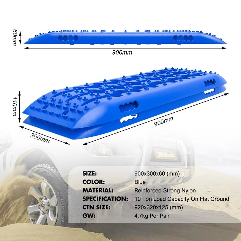 X-BULL KIT1 Recovery track Board Traction Sand trucks strap mounting 4x4 Sand Snow Car BLUE - Image 8