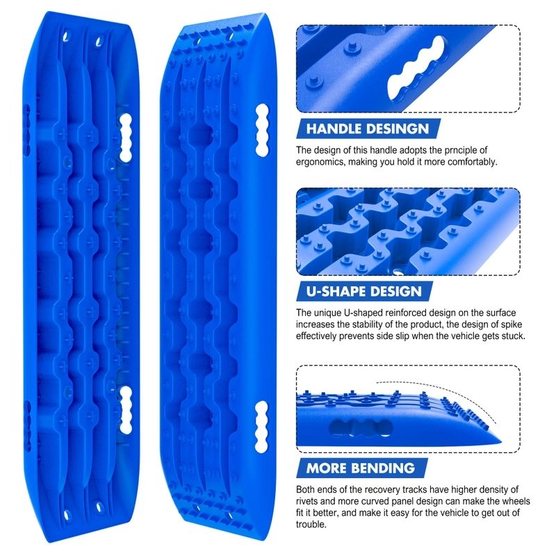 X-BULL Recovery Tracks Gen 2.0 10T Sand Mud Snow 2 Pairs Offroad 4WD 4x4 2PC 91CM Blue - Image 2