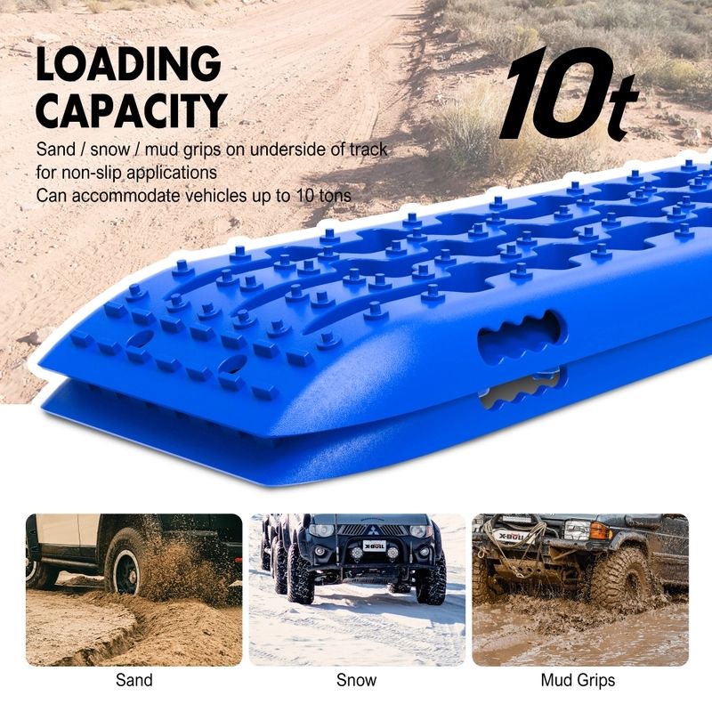 X-BULL Recovery Tracks Gen 2.0 10T Sand Mud Snow 2 Pairs Offroad 4WD 4x4 2PC 91CM Blue - Image 3