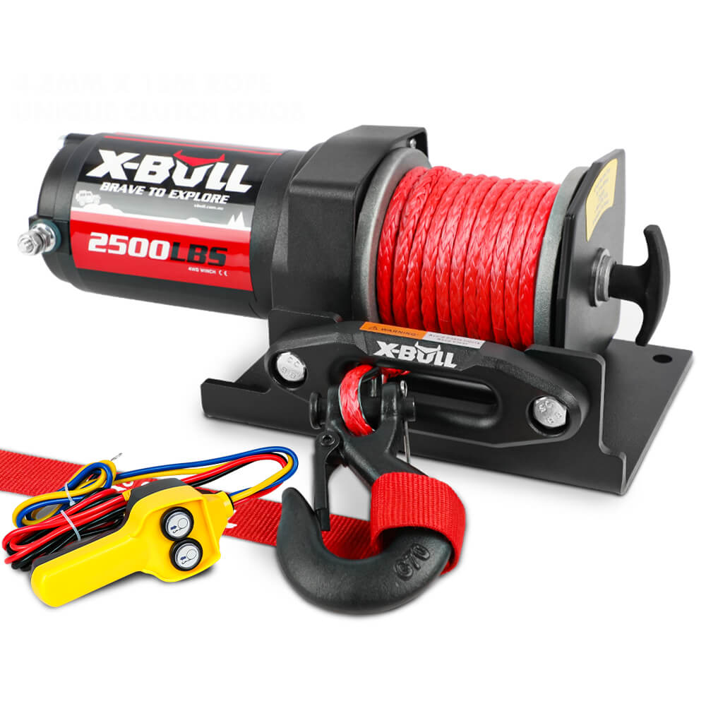 X-BULL 2500LBS Electric Winch 12V Winch Synthetic Rope 15.2M ATV Winch Kit Boat Winch Trailer - Image 1
