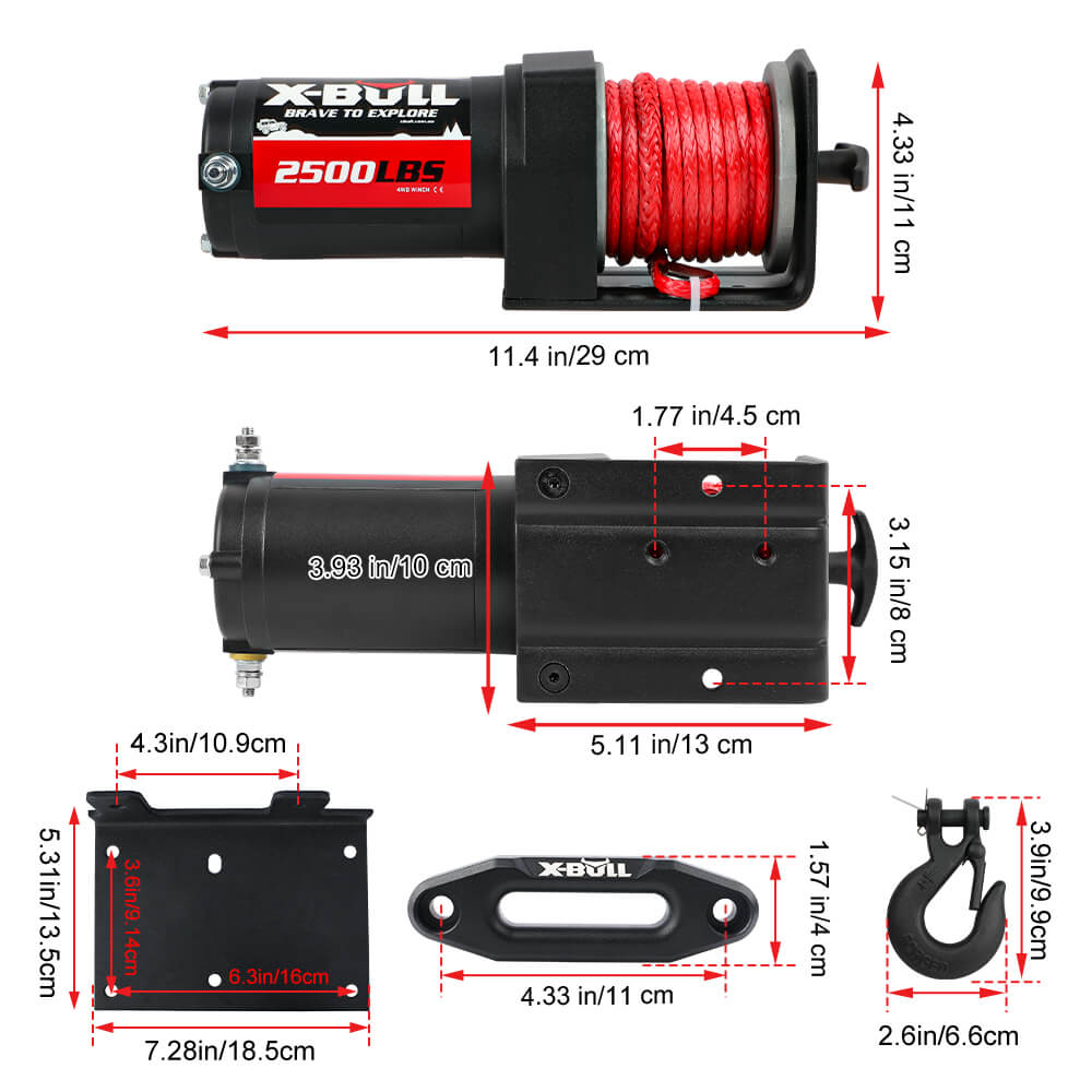X-BULL 2500LBS Electric Winch 12V Winch Synthetic Rope 15.2M ATV Winch Kit Boat Winch Trailer - Image 2