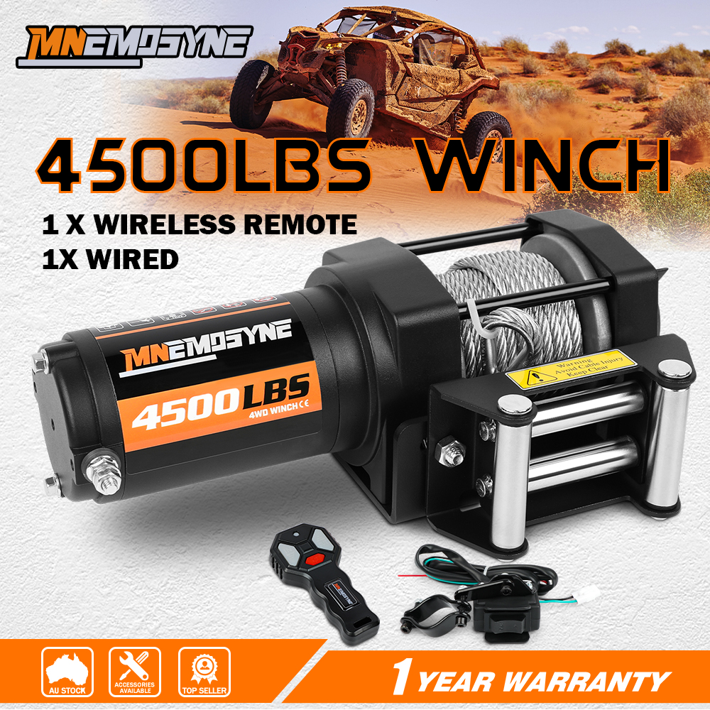 12V Electric Winch 4500LBS Winch Steel Cable Trailer Towing Remote ATV UTV - Image 1