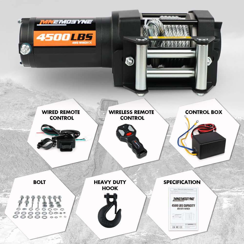 Electric Winch 4500LBS Winch Steel Cable Trailer Towing Remote ATV Winch UTV Winch 4WD - Image 2