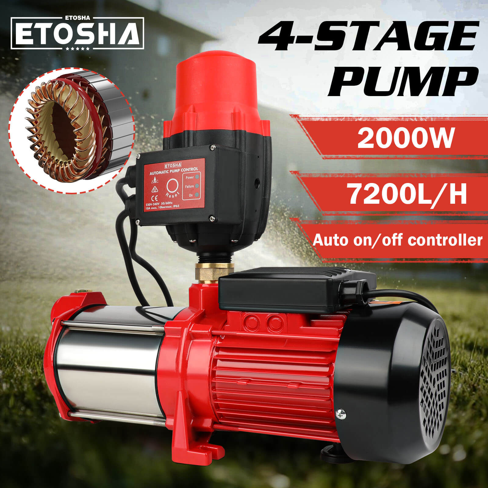 ETOSHA 2000W Garden Water Pump High Pressure 4-Stage Tank Farm Irrigation Pump - Image 1