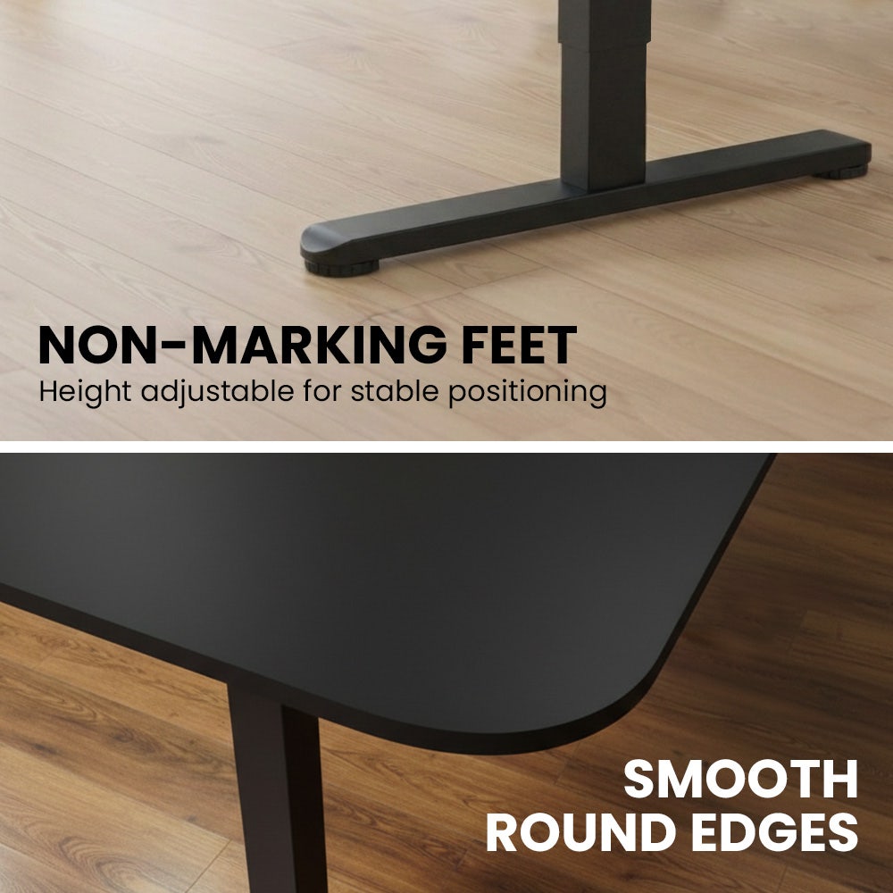 FORTIA Corner Standing Desk, 160x140cm, 72-118cm Sit to Stand Up Electric Height Adjustable, Black - Image 7
