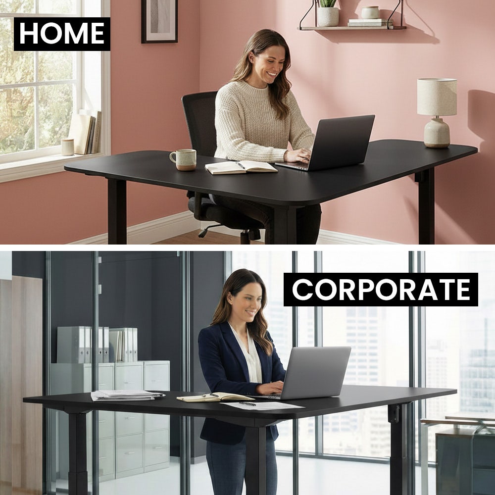 FORTIA Corner Standing Desk, 160x140cm, 72-118cm Sit to Stand Up Electric Height Adjustable, Black - Image 8