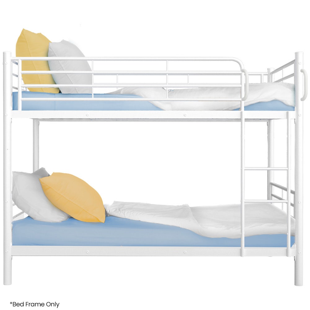 KINGSTON SLUMBER 2in1 Single Metal Bunk Bed Frame, with Modular Design, Matte White - Image 1