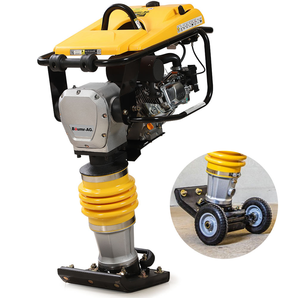 BAUMR-AG 77KG 285 x 345mm Tamping Rammer, 10kN 6.5hp, w/ Transport Wheel Kit, Compactor for Soil Sand Gravel Asphalt - BRM-700 - Image 1