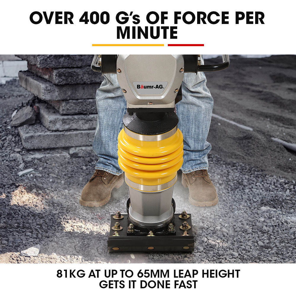 BAUMR-AG 77KG 285 x 345mm Tamping Rammer, 10kN 6.5hp, w/ Transport Wheel Kit, Compactor for Soil Sand Gravel Asphalt - BRM-700 - Image 5