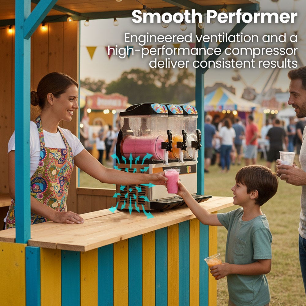 POLYCOOL 36L Triple Tank Commercial Slush Machine, Digital Control Panel, SAA Approved, Juice and Frozen Slushy Maker - Image 7