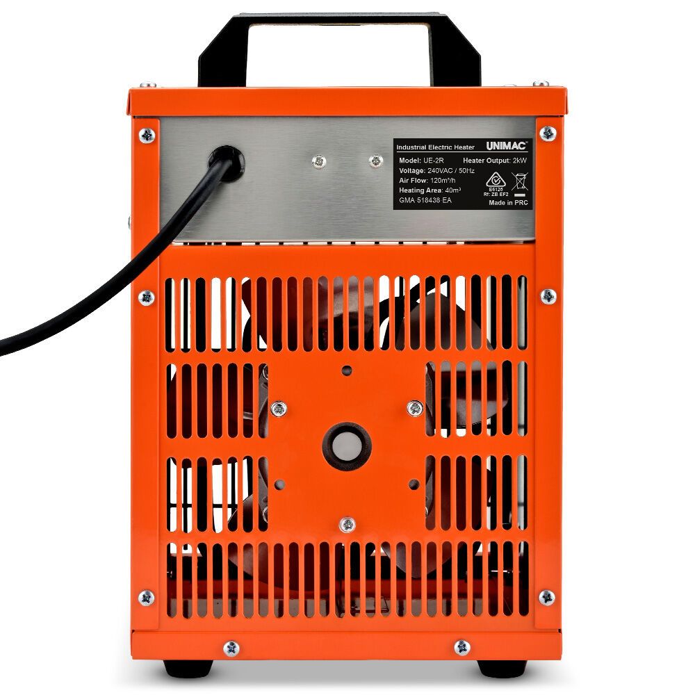 UNIMAC 2kW Industrial Electric Fan Heater, 2 Heat Settings, Fast Heating, Compact Portable Box Design for Workshop and Garage Use - Image 4