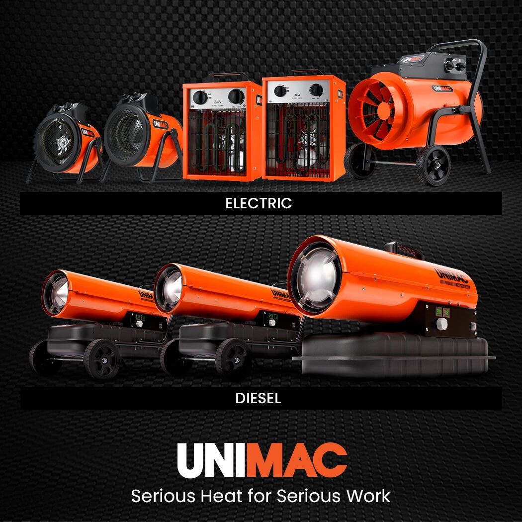 UNIMAC 15kW Portable Industrial Electric Space Fan Heater, 32A 3 Phase, Wheel Mounted, Adjustable Thermostat, High Power for Workshop and Warehouse Use - Image 8