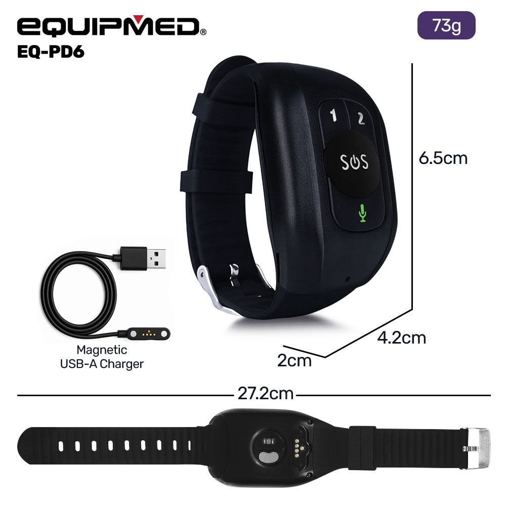 EQUIPMED GPS Fall Detection Emergency Bracelet with SOS Button, for Seniors, 2 Way Calling, Location Tracking, Speed Dial, iPhone and Android Compatible - Image 2