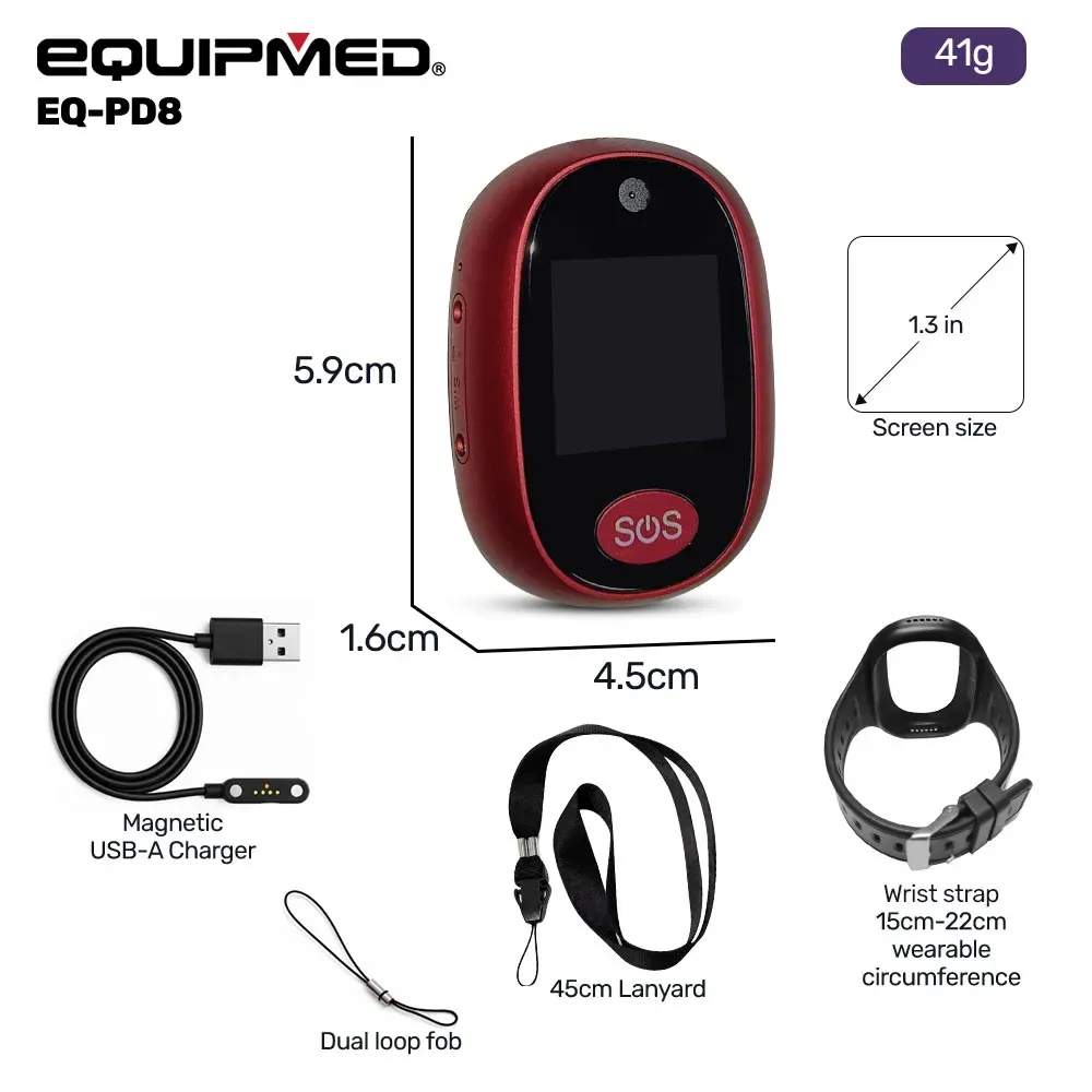 EQUIPMED Fall Detection Alarm Watch/Pendant with GPS and SOS Emergency Button, for Seniors, Location Tracking, 2-Way Calling, iPhone and Android Compatible - Image 2
