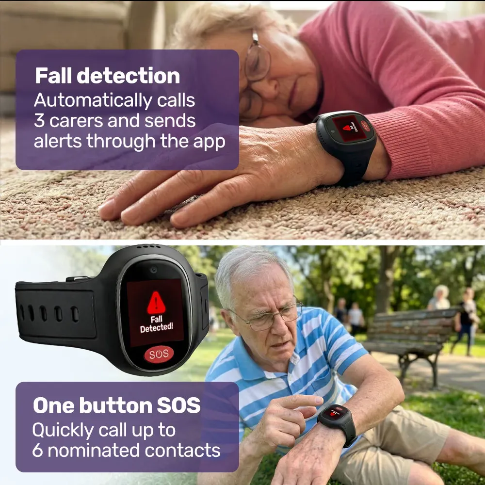 EQUIPMED Fall Detection Alarm Watch/Pendant with GPS and SOS Emergency Button, for Seniors, Location Tracking, 2-Way Calling, iPhone and Android Compatible - Image 3