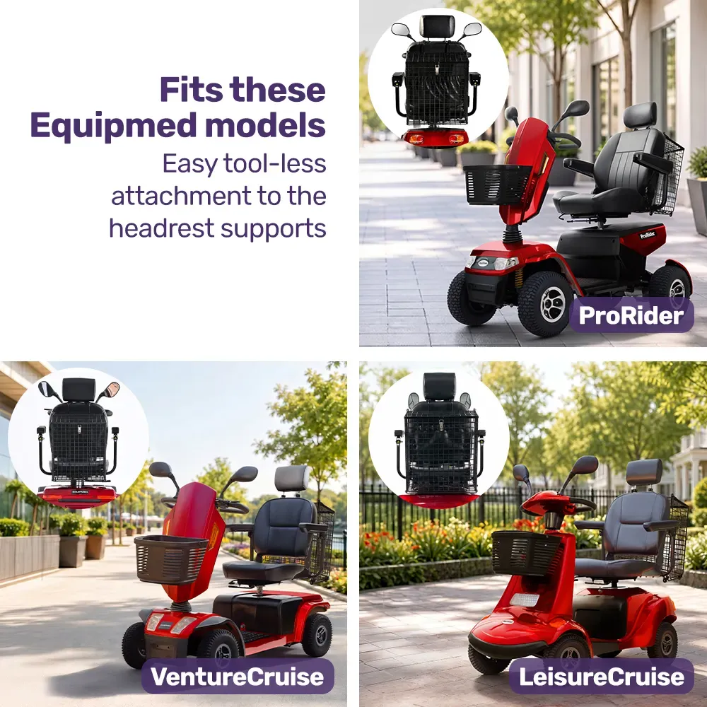 EQUIPMED Mobility Scooter Basket for VentureCruise, LeisureCruise & ProRider, Simple Tool-less attachment - Image 3
