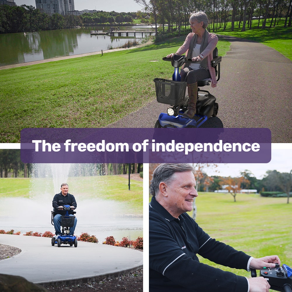 EQUIPMED FreeLite+ Mid-Sized Electric Foldable Mobility Scooter, Lithium Battery, Long Range and Easy Charging, Blue - Image 3