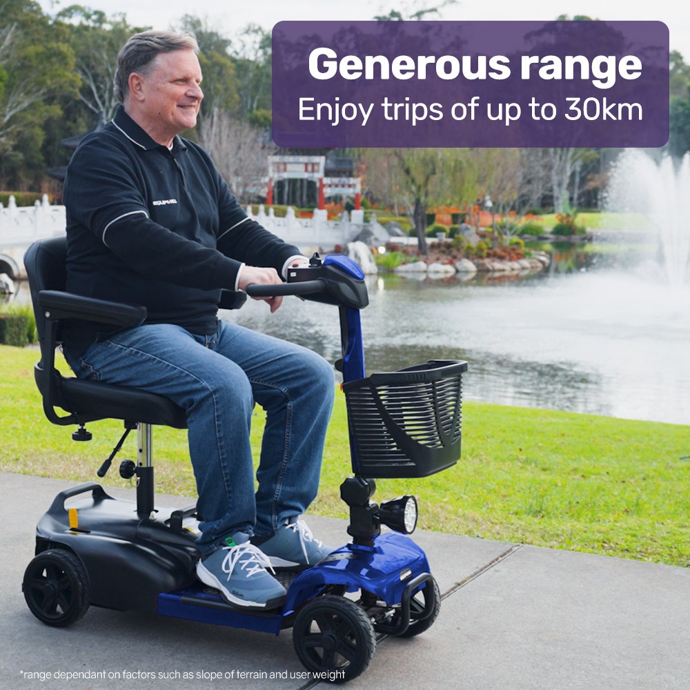 EQUIPMED FreeLite+ Mid-Sized Electric Foldable Mobility Scooter, Lithium Battery, Long Range and Easy Charging, Blue - Image 8