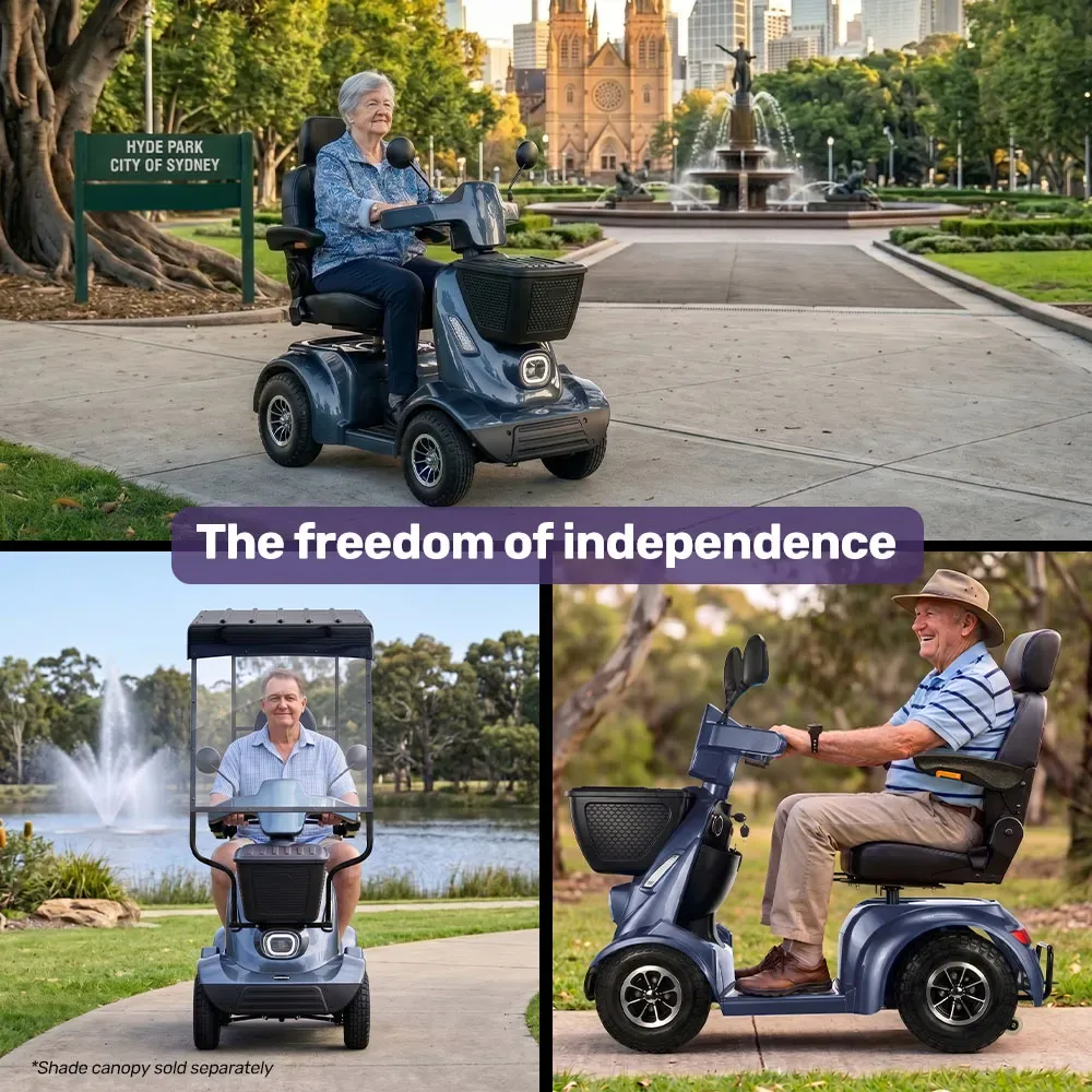 EQUIPMED ComfortCruise Large Mobility Scooter, 15km/h Top Speed, Up to 45km Range, Strong Climbing, 180kg Capacity, Blue - Image 5