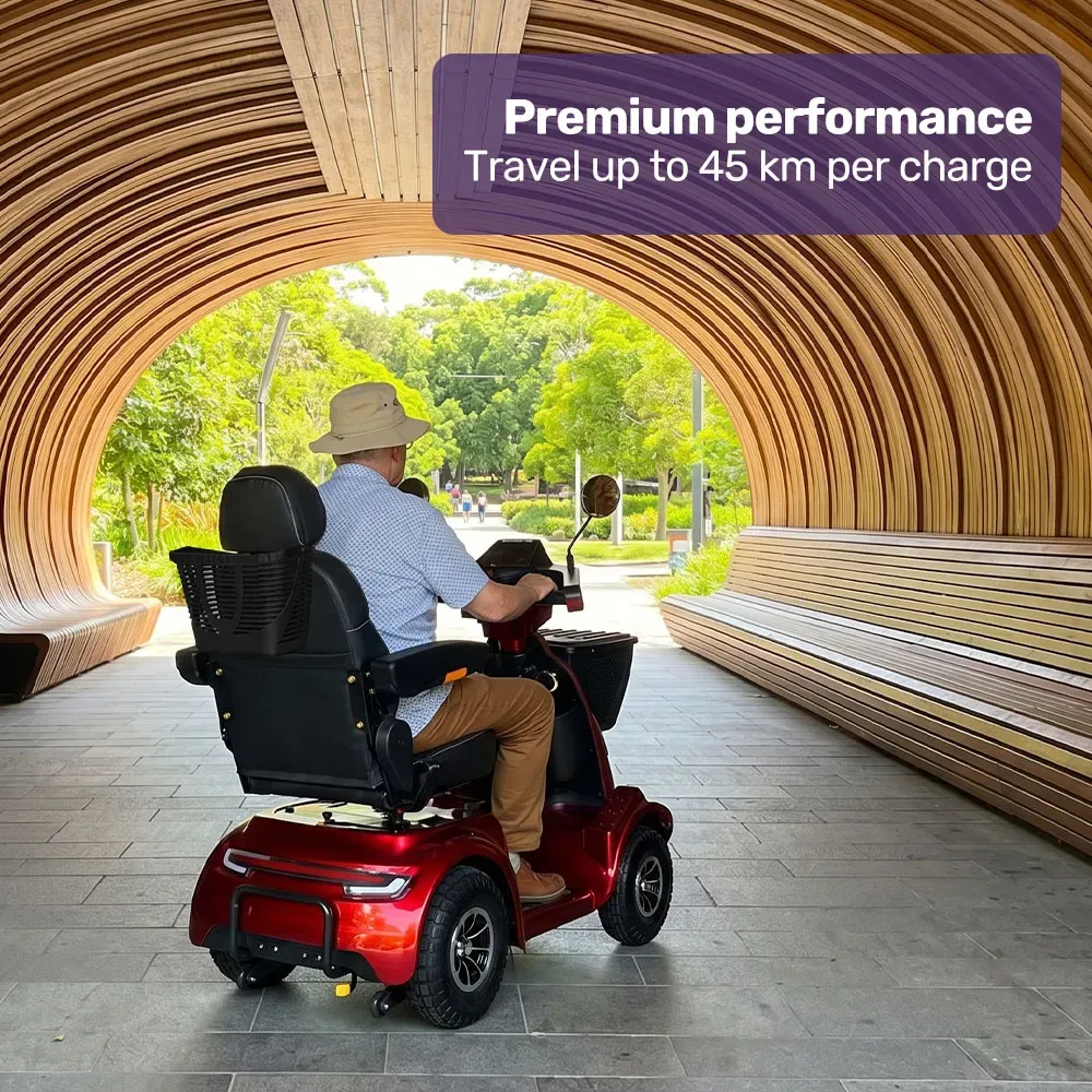 EQUIPMED ComfortCruise Large Mobility Scooter, 15km/h Top Speed, Up to 45km Range, Strong Climbing, 180kg Capacity, Red - Image 3