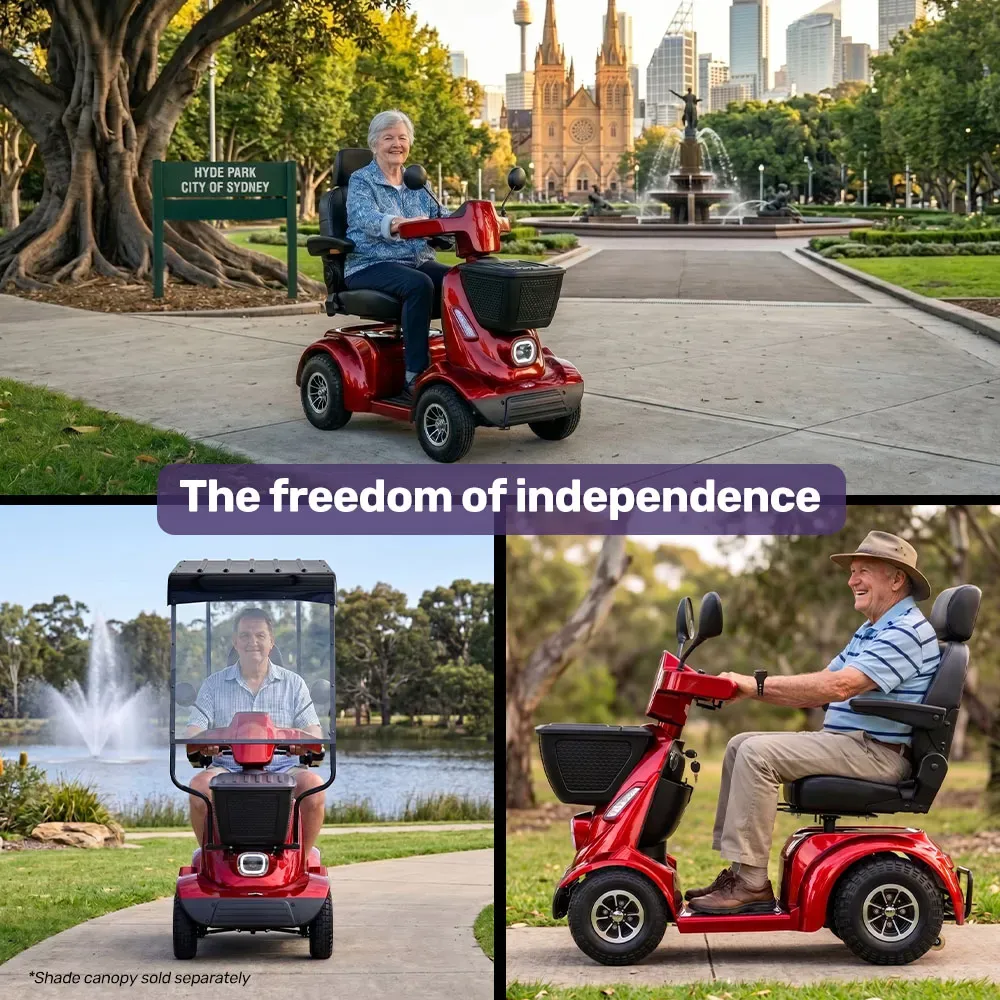 EQUIPMED ComfortCruise Large Mobility Scooter, 15km/h Top Speed, Up to 45km Range, Strong Climbing, 180kg Capacity, Red - Image 5