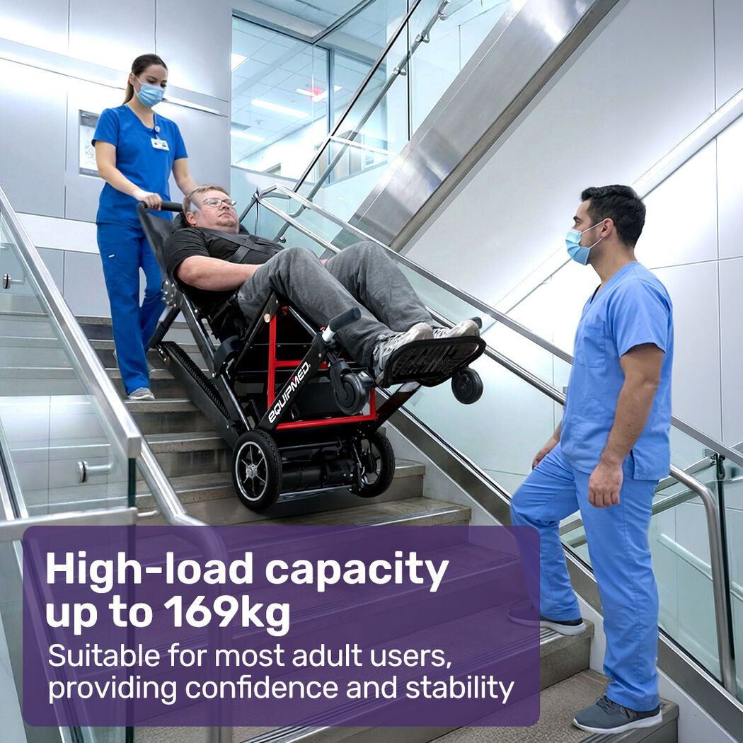 EQUIPMED Electric Stair Climbing Wheelchair, 169kg Load Capacity, 46 Steps/min, Aluminium Alloy, Foldable - Image 2