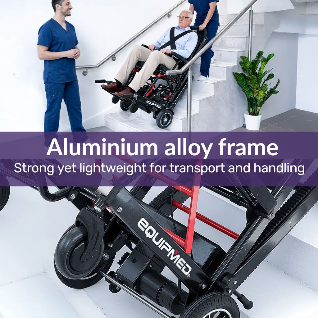 EQUIPMED Electric Stair Climbing Wheelchair, 169kg Load Capacity, 46 Steps/min, Aluminium Alloy, Foldable - Image 3