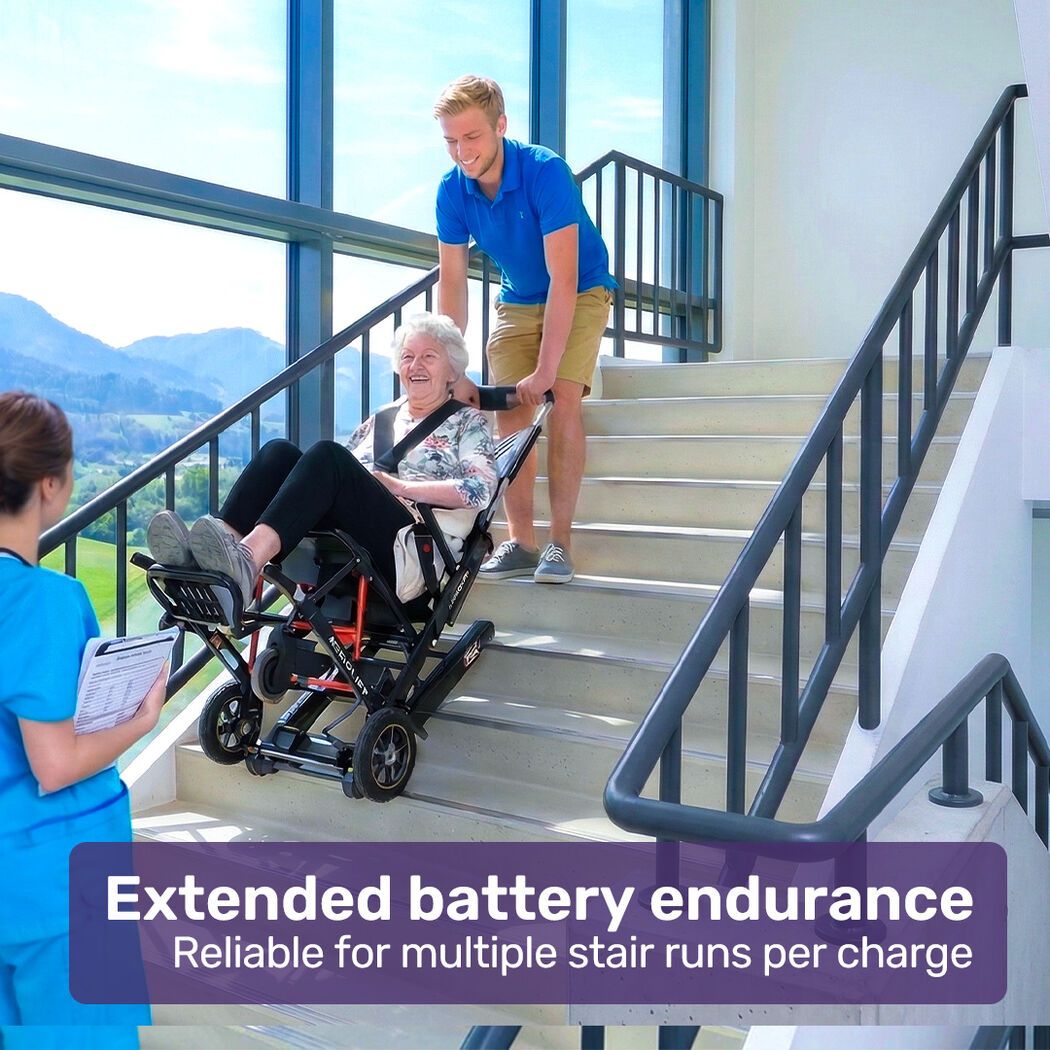 EQUIPMED Electric Stair Climbing Wheelchair, 169kg Load Capacity, 46 Steps/min, Aluminium Alloy, Foldable - Image 4