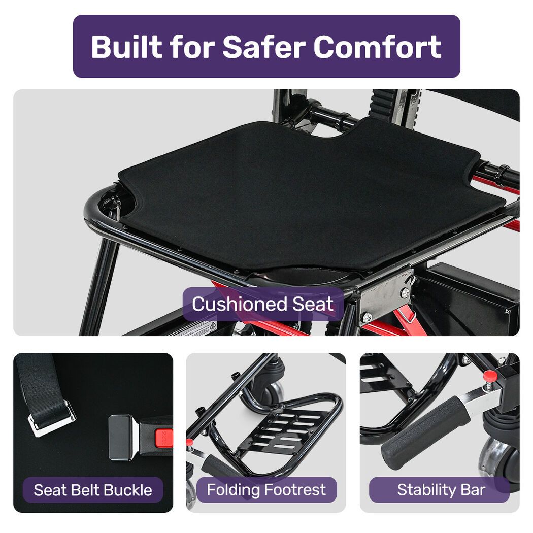 EQUIPMED Electric Stair Climbing Wheelchair, 169kg Load Capacity, 46 Steps/min, Aluminium Alloy, Foldable - Image 5