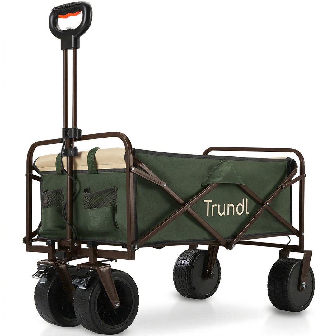 TRUNDL 106L Electric Folding Pull Cart, Powerful Easy Hill Climbing, All-terrain Wheels, Wagon for Beach Camping Shopping, Green - Image 1