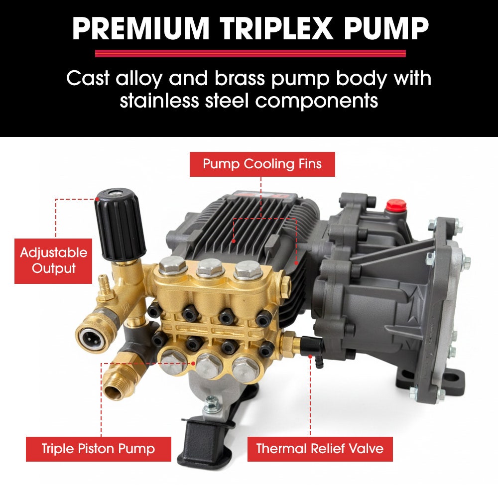 JET-USA Commercial Diesel High-Pressure Washer Cleaner, Electric Start 10hp 418cc, 15m Steel Braided Hose, Adjustable Triplex Pump - DX800 - Image 4