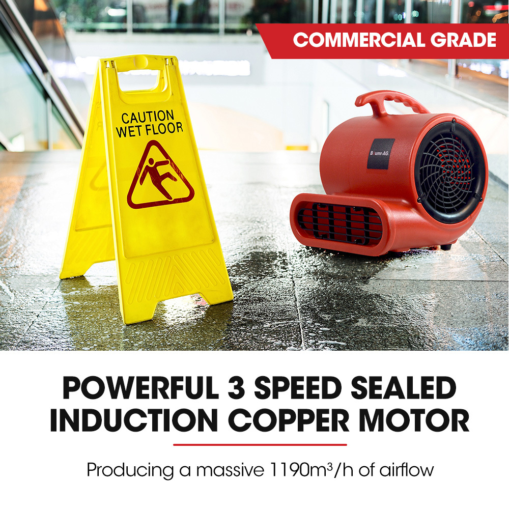 Baumr-AG 3-Speed Carpet Dryer Air Mover Blower Fan, 700CFM, Sealed Copper Motor, Poly Housing - Image 2