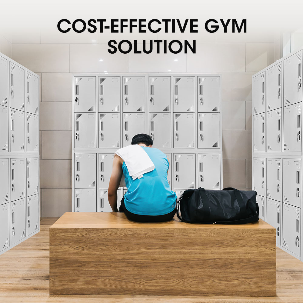 FORTIA 12 Doors Locker Cabinet Metal Storage Gym Home Office School - Light Grey - Image 5
